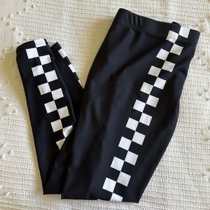 Black Leggings with Checker Detail